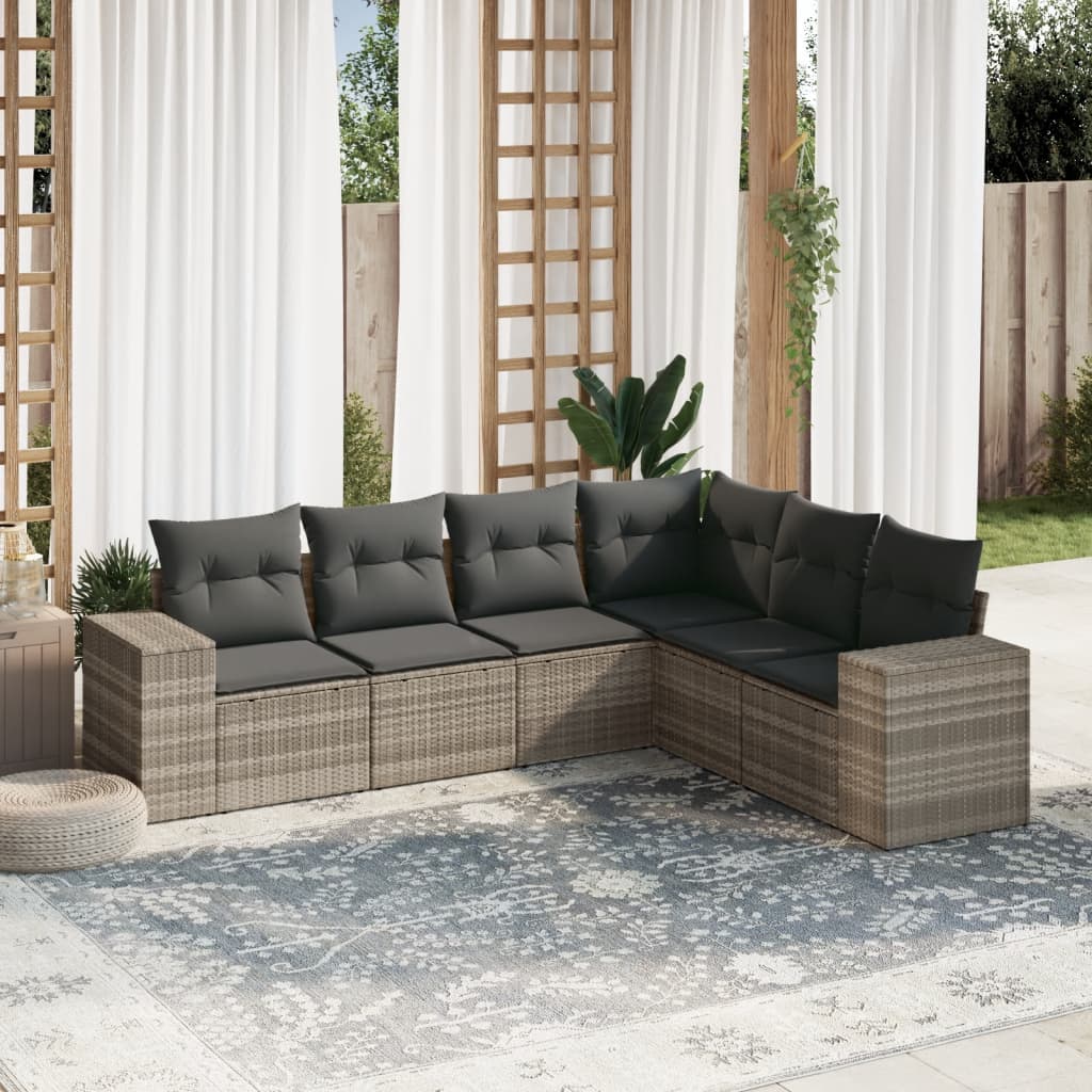vidaXL 6-piece Lounge Set with Cushions Poly Rattan Black