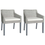vidaXL Dining Chair with Cushion Natural Rattan Grey
