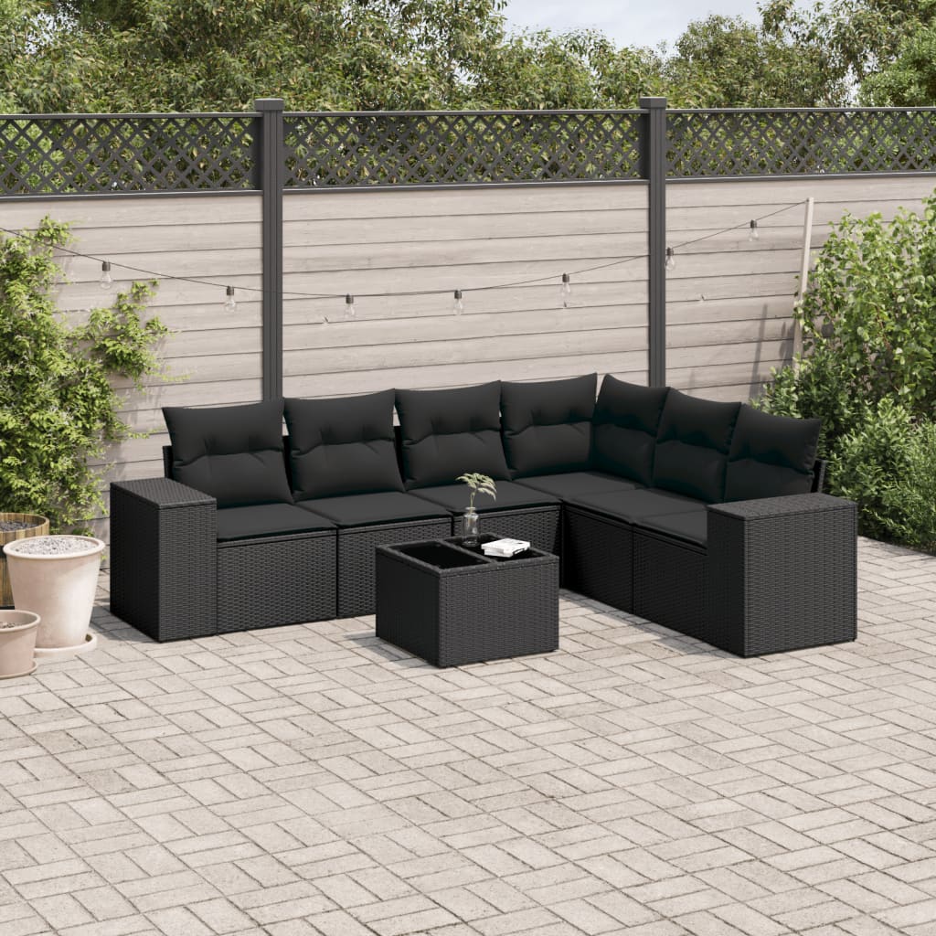 vidaXL 6-piece Lounge Set with Cushions Poly Rattan Black