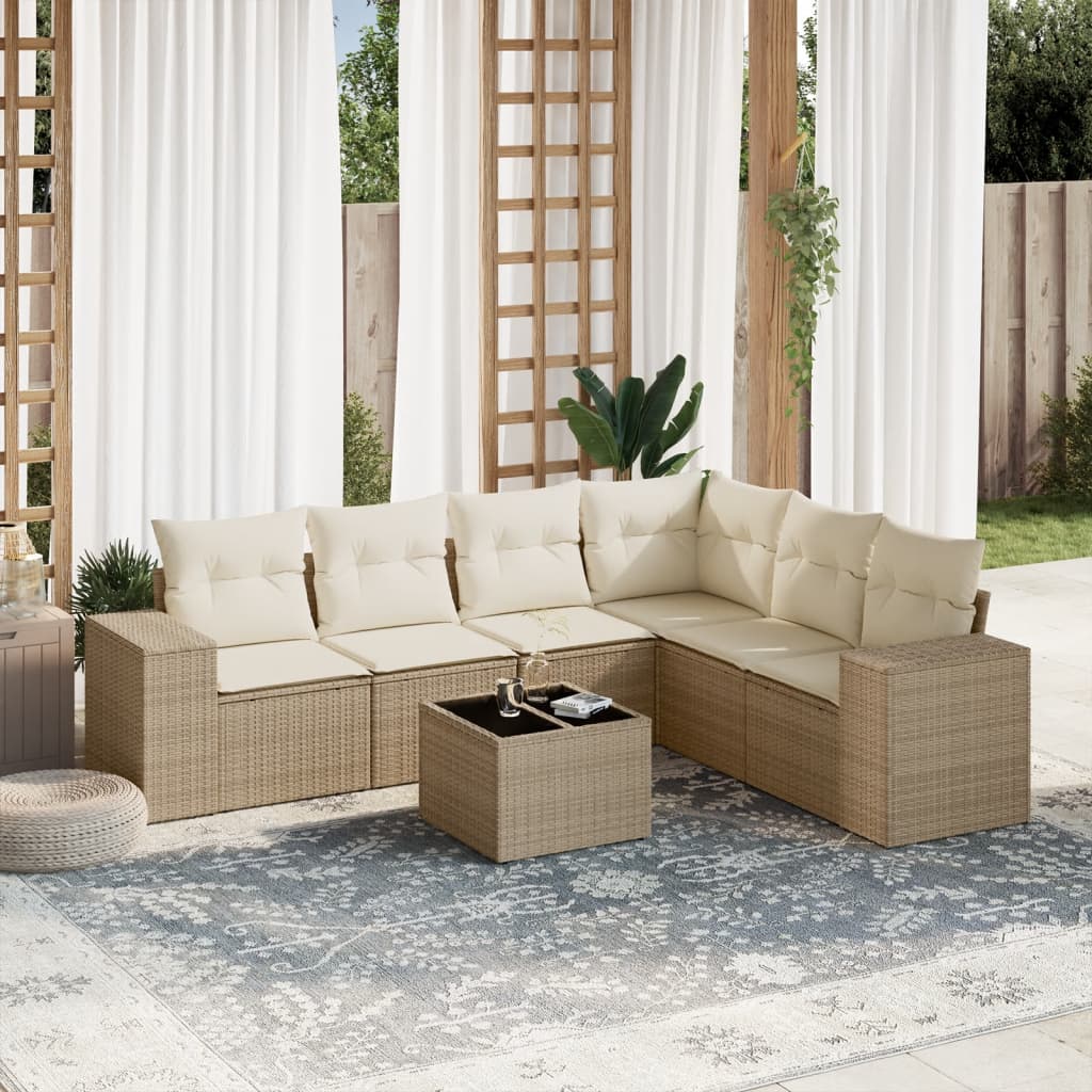 vidaXL 6-piece Lounge Set with Cushions Poly Rattan Black