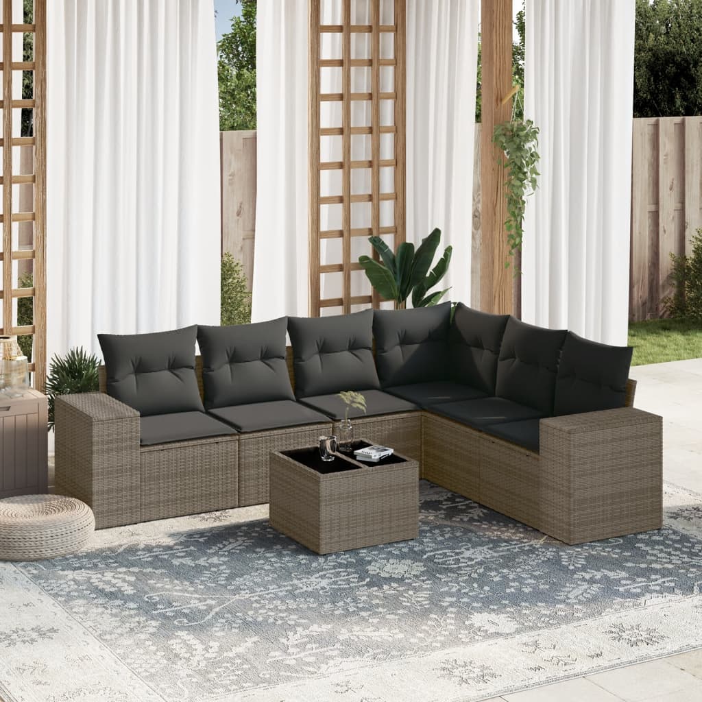 vidaXL 6-piece Lounge Set with Cushions Poly Rattan Black