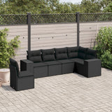 vidaXL 6-piece Lounge Set with Cushions Poly Rattan Black