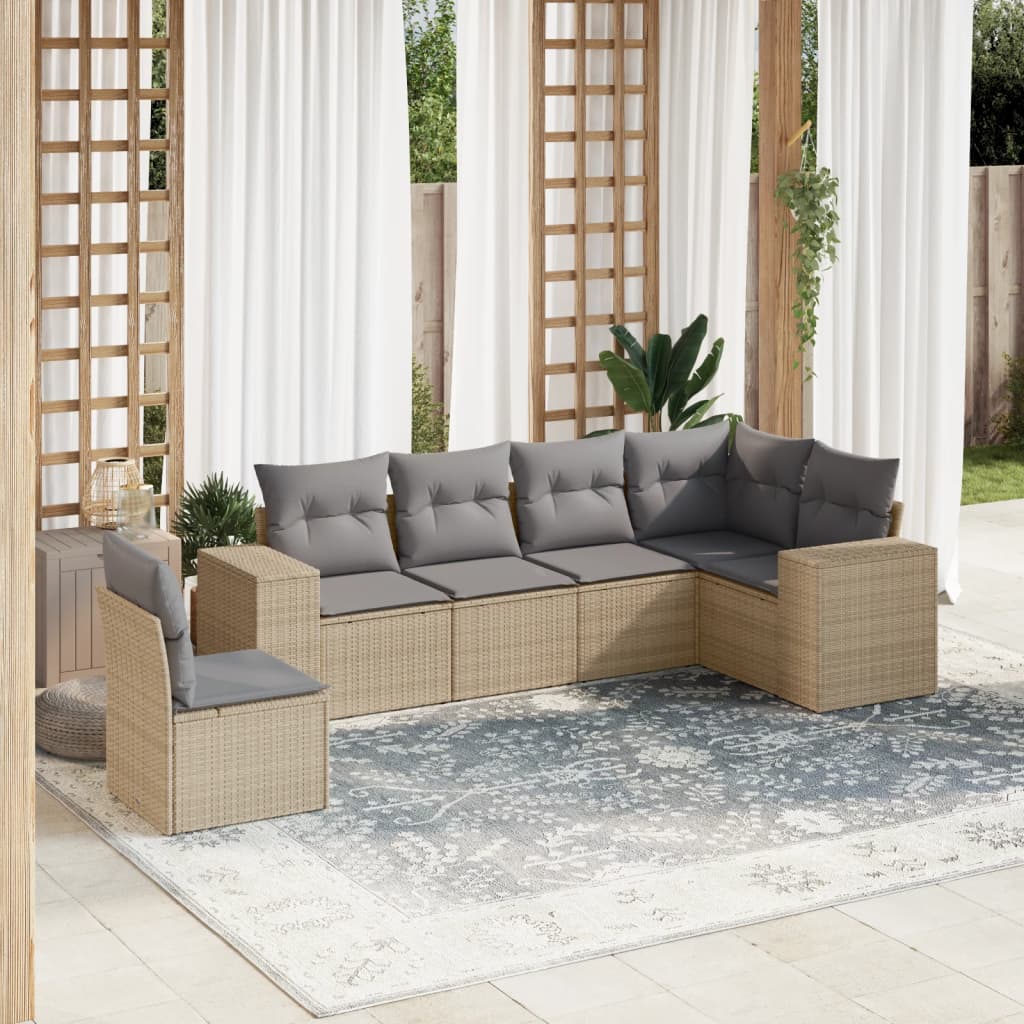 vidaXL 6-piece Lounge Set with Cushions Poly Rattan Black
