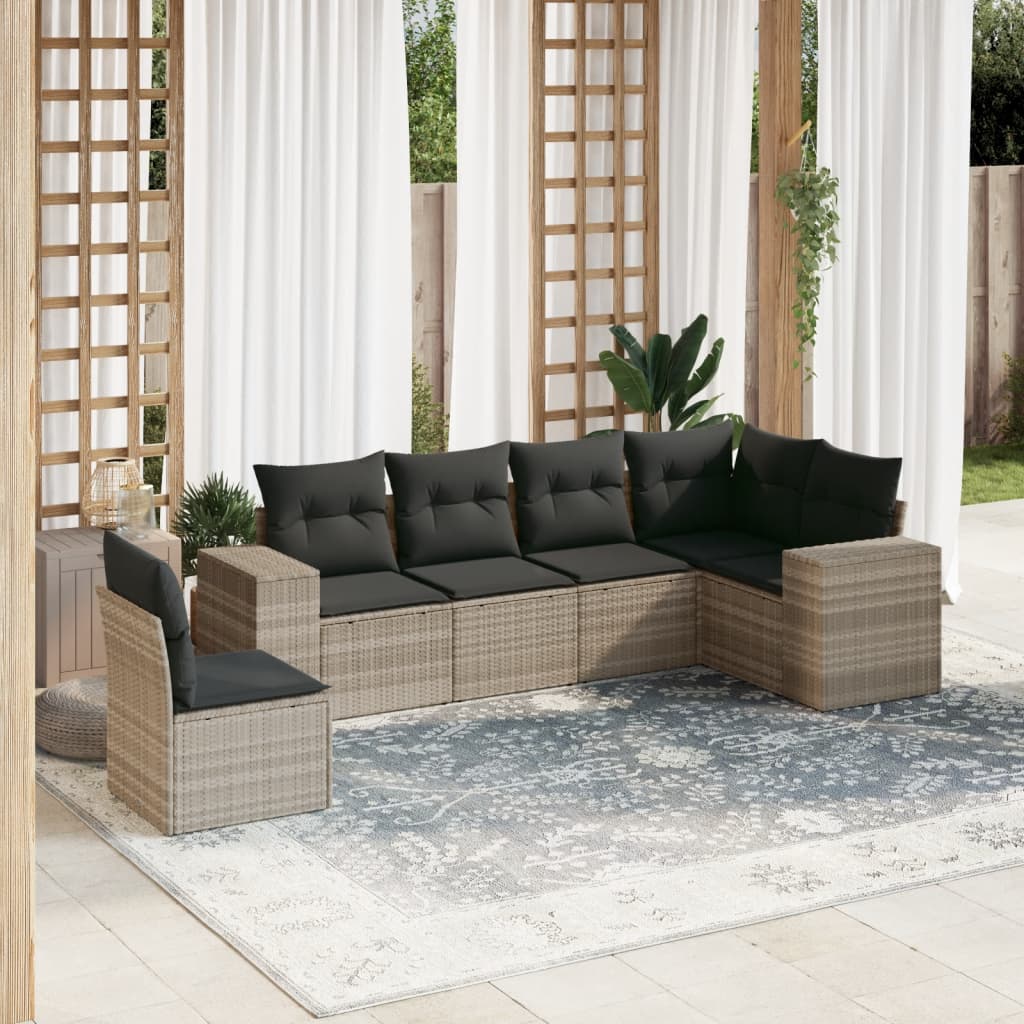 vidaXL 6-piece Lounge Set with Cushions Poly Rattan Black