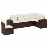 vidaXL 6-piece Lounge Set with Cushions Poly Rattan Black