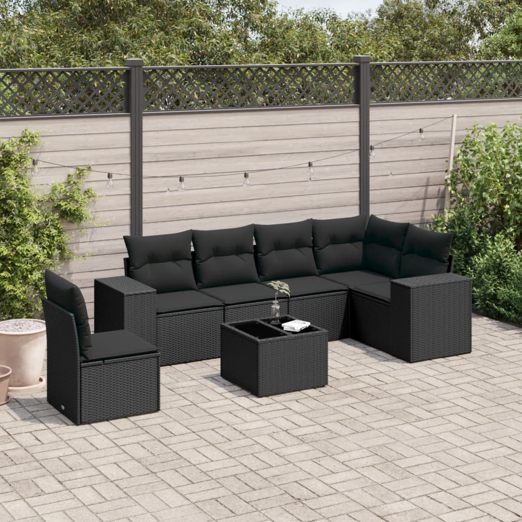 vidaXL 6-piece Lounge Set with Cushions Poly Rattan Black