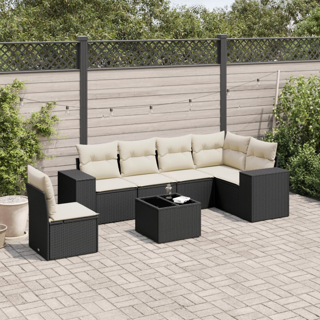 vidaXL 6-piece Lounge Set with Cushions Poly Rattan Black