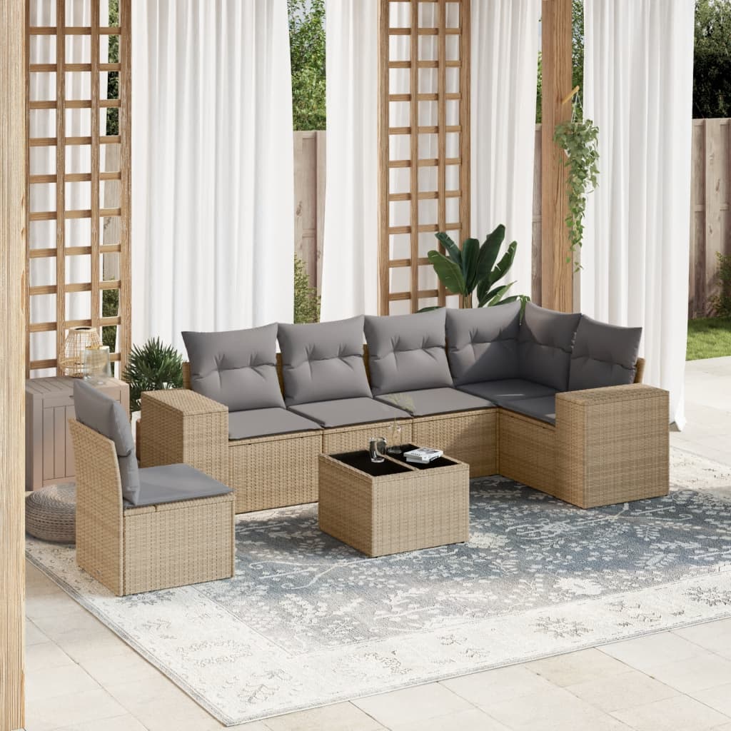vidaXL 6-piece Lounge Set with Cushions Poly Rattan Black