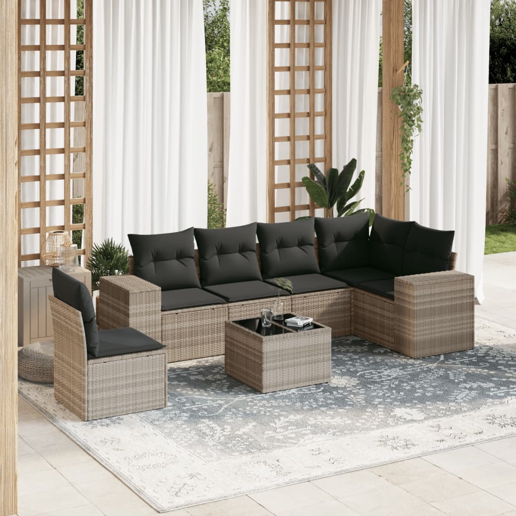 vidaXL 6-piece Lounge Set with Cushions Poly Rattan Black