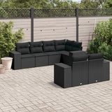 vidaXL 7-delige Loungeset met kussens poly rattan zwart