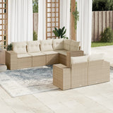 vidaXL 7-delige Loungeset met kussens poly rattan zwart