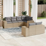 vidaXL 7-delige Loungeset met kussens poly rattan zwart