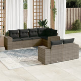 vidaXL 7-delige Loungeset met kussens poly rattan zwart