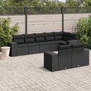 vidaXL 8-Piece Poly Rattan Lounge Set with Cushions Black
