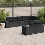 vidaXL 8-Piece Poly Rattan Lounge Set with Cushions Black
