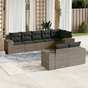 vidaXL 8-Piece Poly Rattan Lounge Set with Cushions Black
