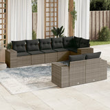 vidaXL 8-Piece Poly Rattan Lounge Set with Cushions Black