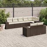 vidaXL 8-Piece Poly Rattan Lounge Set with Cushions Black