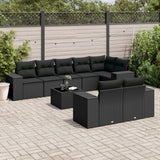 vidaXL 8-Piece Poly Rattan Lounge Set with Cushions Black
