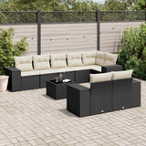 vidaXL 8-Piece Poly Rattan Lounge Set with Cushions Black