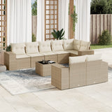 vidaXL 8-Piece Poly Rattan Lounge Set with Cushions Black