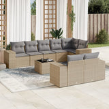 vidaXL 8-Piece Poly Rattan Lounge Set with Cushions Black