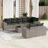 vidaXL 8-Piece Poly Rattan Lounge Set with Cushions Black