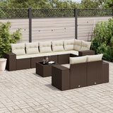 vidaXL 8-Piece Poly Rattan Lounge Set with Cushions Black