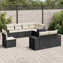 vidaXL 8-Piece Poly Rattan Lounge Set with Cushions Black
