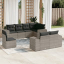 vidaXL 8-Piece Poly Rattan Lounge Set with Cushions Black