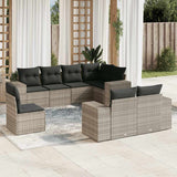 vidaXL 8-Piece Poly Rattan Lounge Set with Cushions Black