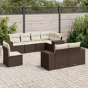 vidaXL 8-Piece Poly Rattan Lounge Set with Cushions Black