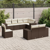vidaXL 8-Piece Poly Rattan Lounge Set with Cushions Black