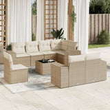 vidaXL 8-Piece Poly Rattan Lounge Set with Cushions Black