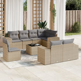 vidaXL 8-Piece Poly Rattan Lounge Set with Cushions Black