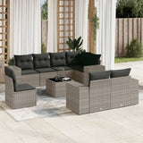 vidaXL 8-Piece Poly Rattan Lounge Set with Cushions Black