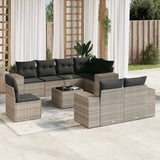 vidaXL 8-Piece Poly Rattan Lounge Set with Cushions Black