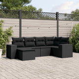 vidaXL 6-Piece Lounge Set with Cushions Poly Rattan Black