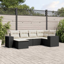 vidaXL 6-Piece Lounge Set with Cushions Poly Rattan Black