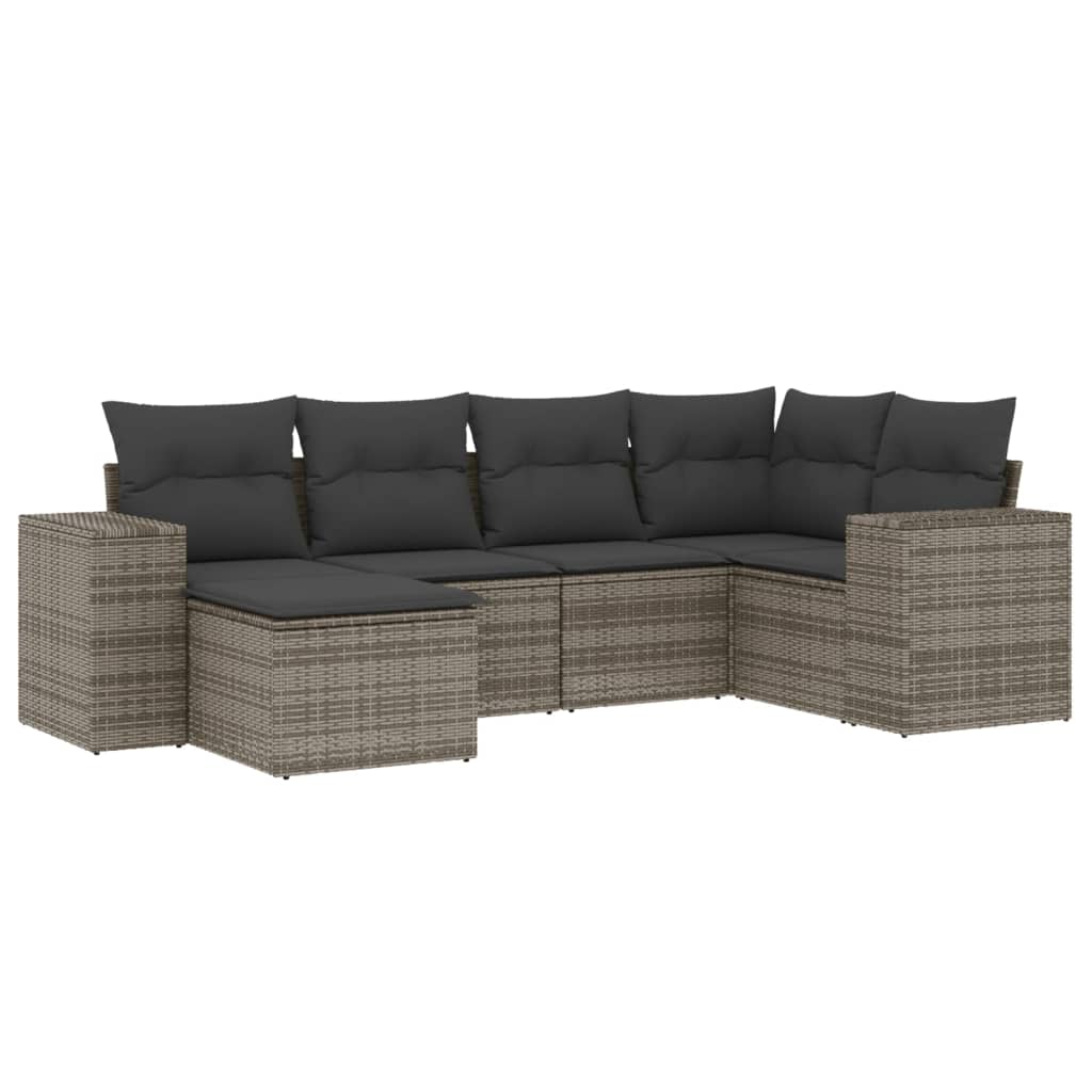 vidaXL 6-Piece Lounge Set with Cushions Poly Rattan Black