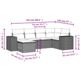vidaXL 6-Piece Lounge Set with Cushions Poly Rattan Black