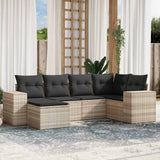 vidaXL 6-Piece Lounge Set with Cushions Poly Rattan Black
