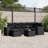 vidaXL 6-Piece Lounge Set with Cushions Poly Rattan Black