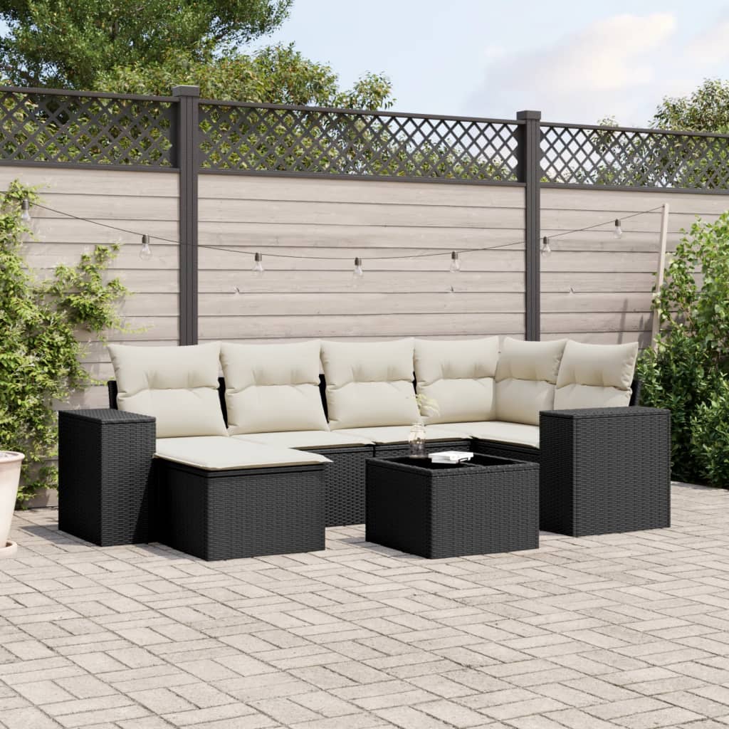 vidaXL 6-Piece Lounge Set with Cushions Poly Rattan Black