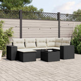 vidaXL 6-Piece Lounge Set with Cushions Poly Rattan Black