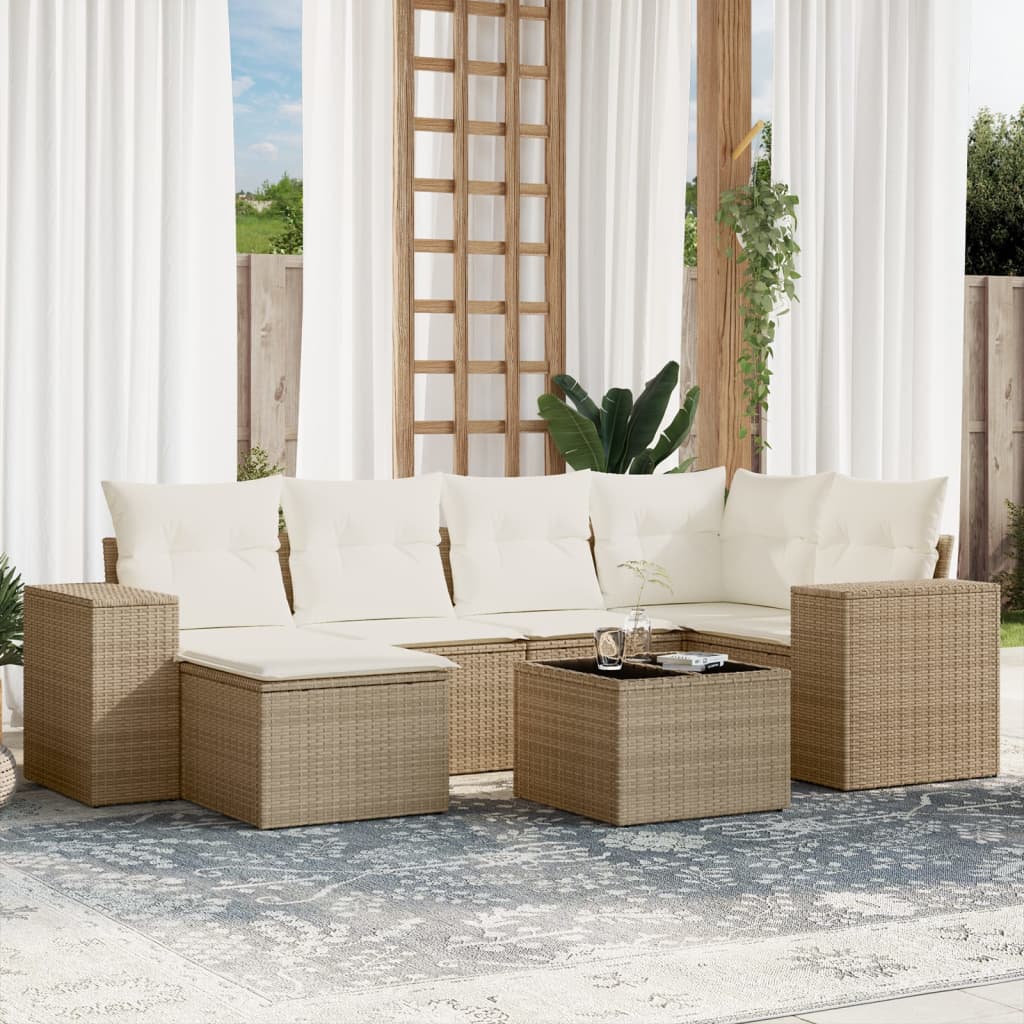 vidaXL 6-Piece Lounge Set with Cushions Poly Rattan Black