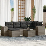 vidaXL 6-Piece Lounge Set with Cushions Poly Rattan Black