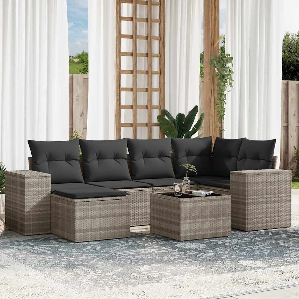 vidaXL 6-Piece Lounge Set with Cushions Poly Rattan Black