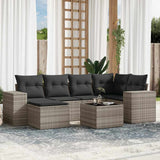 vidaXL 6-Piece Lounge Set with Cushions Poly Rattan Black