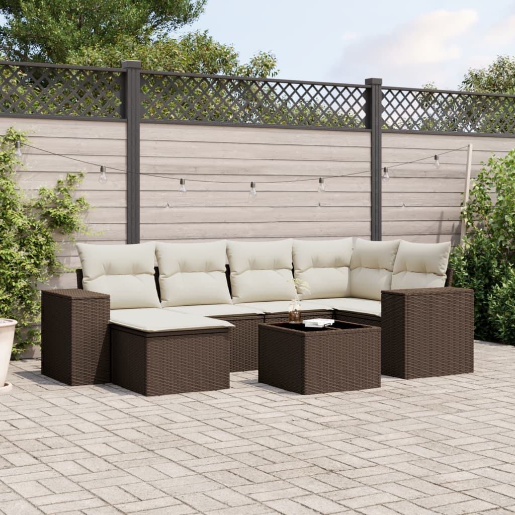vidaXL 6-Piece Lounge Set with Cushions Poly Rattan Black